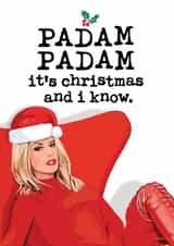 Funny Christmas Card - Kylie Minogue - Padam Padam created by Mrs Best Paper Co.