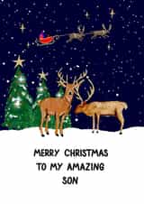 Classic Christmas Card For Son - Deer created by HCD Illustration