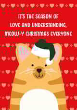 Cute Christmas Card for Friend - Santa Cat - Meow-y Christmas Everyone created by The Northern Bird