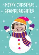 Personalised Christmas Photo Card created by Seabird Studio - Cute Snowman Christmas Photo Card - Granddaughter