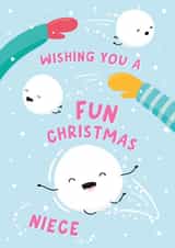 Cute Christmas Card - Niece - Snowball created by Macie Dot Doodles