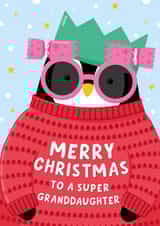 Cute Christmas Card - Granddaughter - Penguin created by Macie Dot Doodles