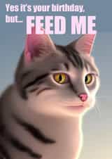 Funny Happy Birthday Card for family or friend - Demanding cat created by Purita Mok