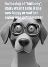 Funny Happy Birthday card for family or friend - Confused dog created by Purita Mok