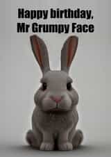 Funny Happy Birthday card for family or friend - Grumpy Bunny created by Purita Mok
