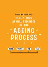 Funny Birthday Card - for Brother - Annual reminder of the ageing process created by Lucy Marie Design
