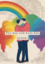 Mr & Mr Gay Rainbow Wedding Card - Kiss the Groom - Happy Couple or Husband created by Tommy Atkins
