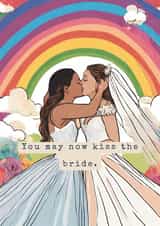Mrs & Mrs Lesbian Rainbow Wedding Card - Kiss the Bride - Happy Couple or Wife created by Tommy Atkins