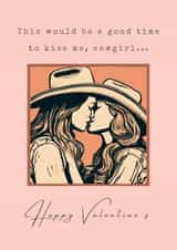 LGBTQ Lesbian Valentine's Card for Wife, Fiance or Girlfriend - Kiss Me, Cowgirl created by Tommy Atkins