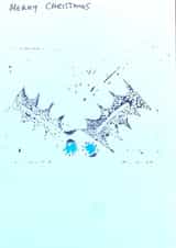 Christmas card ' Holly blue' handmade Lino print created by NanglePrints