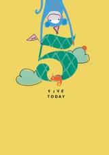 Cute 5th Birthday Card - Monkey - Today You're 5 Years Old - Five Today created by Paperlink and Meraki Greeting Cards