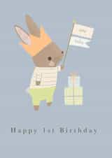 Cute Bunny Illustrated Card - Happy 1st Birthday created by Vicky Carpenter