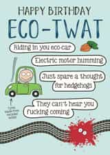 Funny Birthday Card - For an EV driving Eco Warrior created by Kelly Hunt Designs