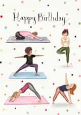 Birthday Yoga Card - Hand Drawn Yoga Girls created by Love Lucy Illustration