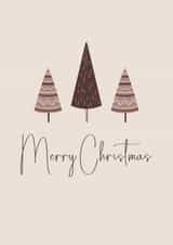 Merry Christmas Brown Boho Christmas Card with Christmas Trees created by Tony Tree