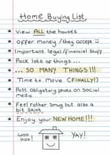Funny New Home Card - Home Buying List - Enjoy Your New home created by Maria Joanne Designs