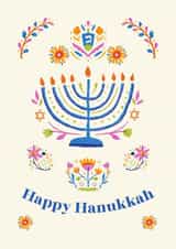 Hanukkah Blessings - Menorah, Flowers, Stars & Candles created by Dara, Ceramic Scripture