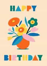 Happy Birthday Geometric Flower Bouquet created by Cherbear Creative Studio