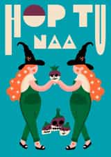 Hop tu Naa Halloween Isle of Man Manx Greeting Card created by Cherbear Creative Studio