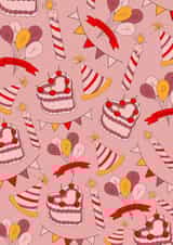 Cute Happy Birthday Card, Birthday Balloons, Vintage Cake, Party Hats created by Printed at the Disco