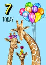 Cute Giraffe Birthday card - 7th Birthday created by Poppy & Mabel