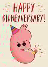 Cute Kidney Transplant anniversary card - Happy Kidneyversary! created by Jasmin