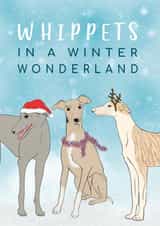 Cute Whippets in a Winter Wonderland Christmas Card created by Jasmin