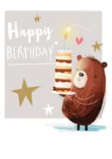 Cute Birthday Card - Bear with Cake created by Hello Munki