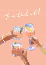 Cute cocktail congratulations card for your friend - you did it! created by Lola and Lily Prints