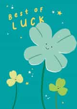 Cute Good Luck Card - Four Leaf Clover - Best Of Luck created by Paperlink and Meraki Greeting Cards