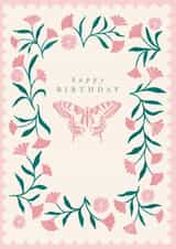 Pretty Butterfly Birthday Card - Flowers - Floral created by Paperlink and Meraki Greeting Cards