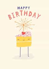 Cute Birthday Card - Illustrated Cake created by Paperlink and Meraki Greeting Cards