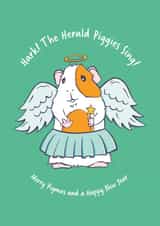 Cute Angel guinea pig Christmas card created by Goofy Guineas