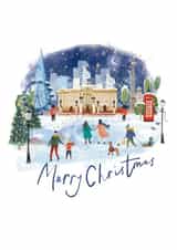 London City scenic Christmas card, traditional watercolour created by Hannah Owen Illustrates