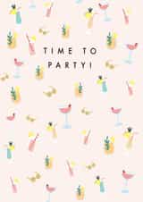 Time To Party - Cocktail Card - Birthday created by Paperlink and Meraki Greeting Cards