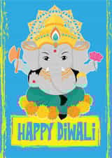 Cute Happy Diwali Card - Cartoon Ganesh created by The Purple Spell