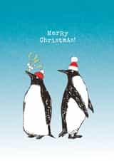 Cute Christmas card, penguins and mistletoe - Making Merry created by Paper Bird