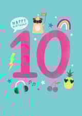Fun 10th Birthday Card - Pug - Dog - 10 Years Old Today created by Paperlink and Meraki Greeting Cards