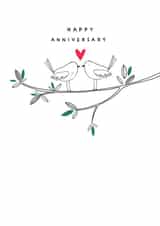 Cute Bird Anniversary Card - Love Heart created by Paperlink and Meraki Greeting Cards