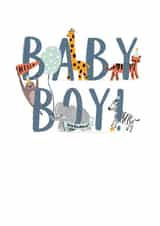 Cute New Baby Boy Card - New Arrival - Jungle Animals created by Paperlink and Meraki Greeting Cards