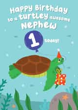Cute Turtle Birthday Card - Nephew - 1 today! created by Pixie Studio