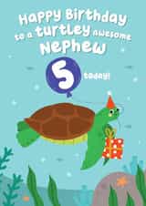 Cute Turtle Birthday Card - Nephew -  5 today! created by Pixie Studio