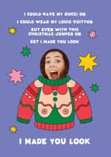 Personalised Christmas Photo Card created by Joyful Joyful - Funny Cheeky Christmas Photocard - Meghan Trainor - I Made You Look