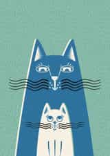 Sweet Father's Day Card - Cat Dad and Kid created by ID by Ana Rui