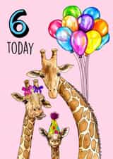 Cute Giraffes Birthday Card - 6 Today created by Poppy & Mabel