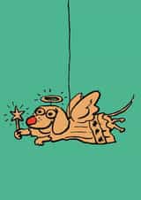 Cute Cartoon Christmas Card for Friend or Relative - Angel Dog created by Cardinky