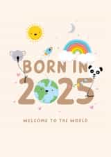 Cute New Baby Card - Born in 2025 created by Macie Dot Doodles