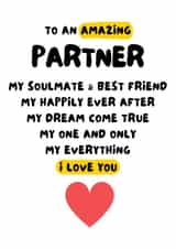 Cute Anniversary Card - for Partner - Soulmate & Best Friend created by WittyGoodsShop