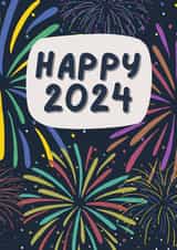 Happy New Year Card - 2024 - Colourful Fireworks created by Pepper & Plum