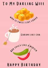 Funny Punjabi Birthday Card - for Wife - Sweet Like Ladoo created by Sukhi Writes Stuff